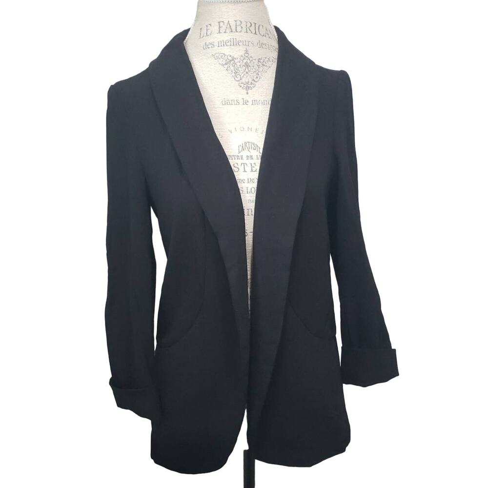 Simply Styled by Sears Black Open Front Up Long Sleeved Blazer Suit Jacket